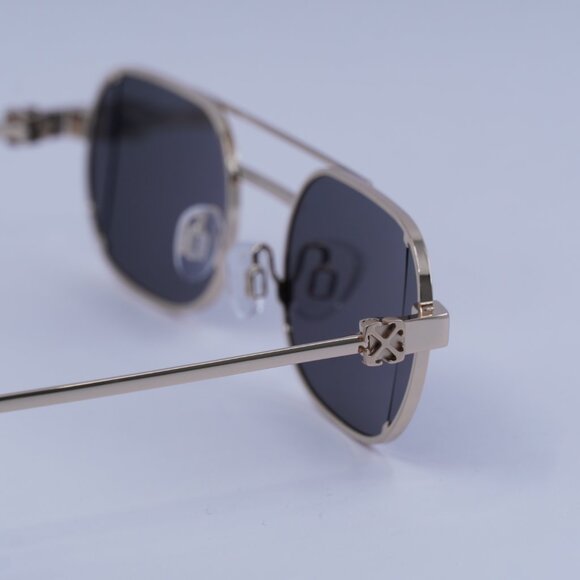 Off-White Off-White OERI14H LYNN 7606 Sunglasses Gold Oval Frame, Grey Lenses